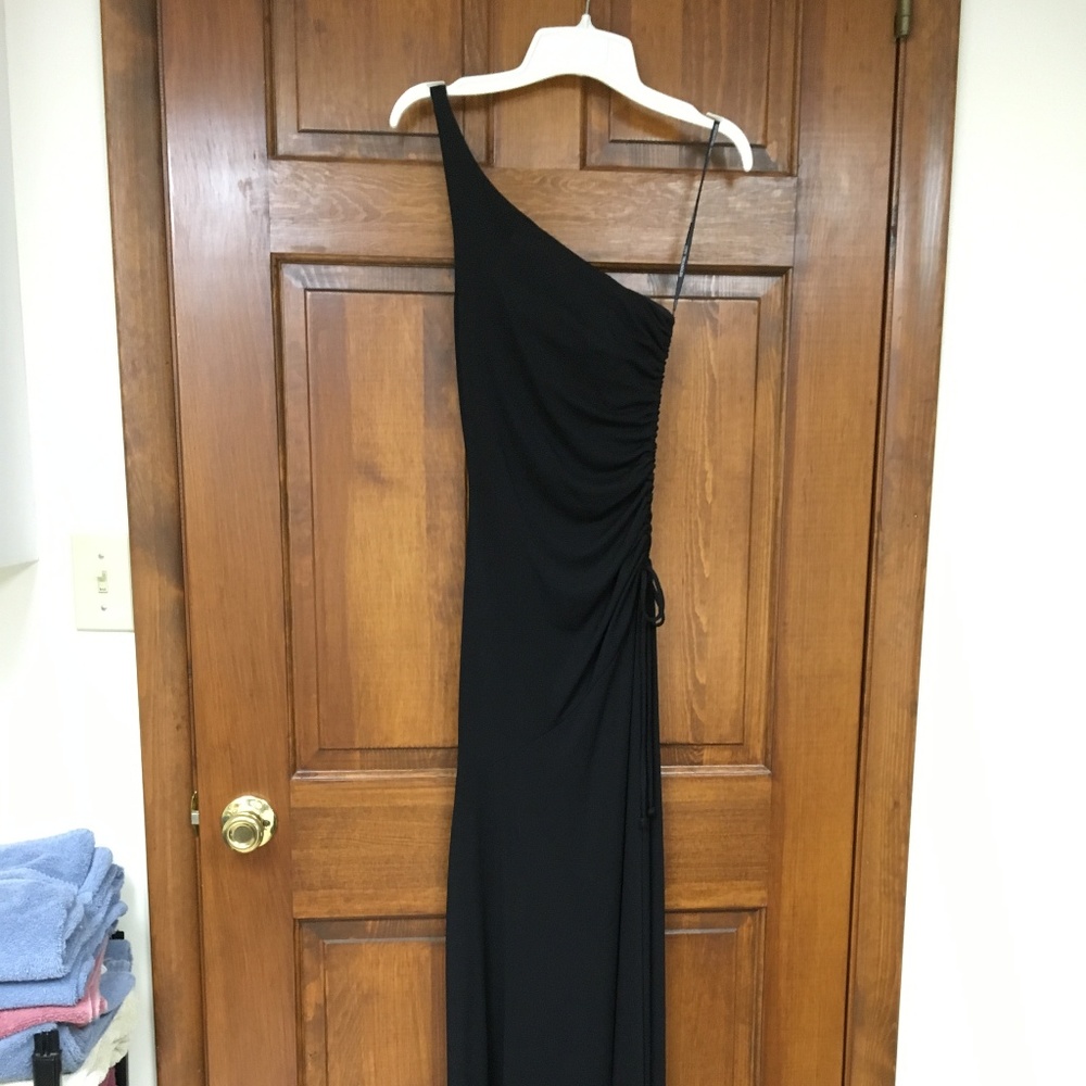 Black off one shoulder prom dress